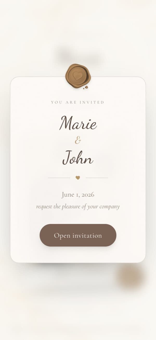 Sealed opening card of the Floral Blush wedding invitation
