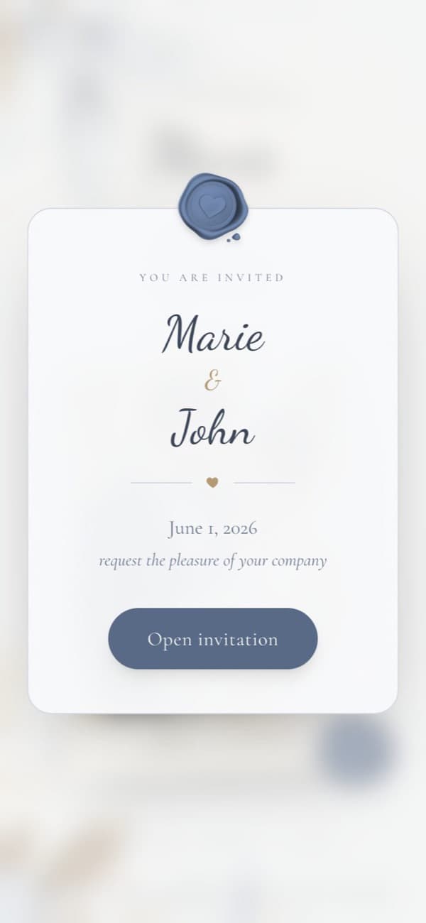Sealed opening card of the Floral Elegance wedding invitation