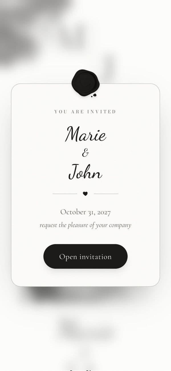 Sealed opening card of the Minimal Luxe wedding invitation