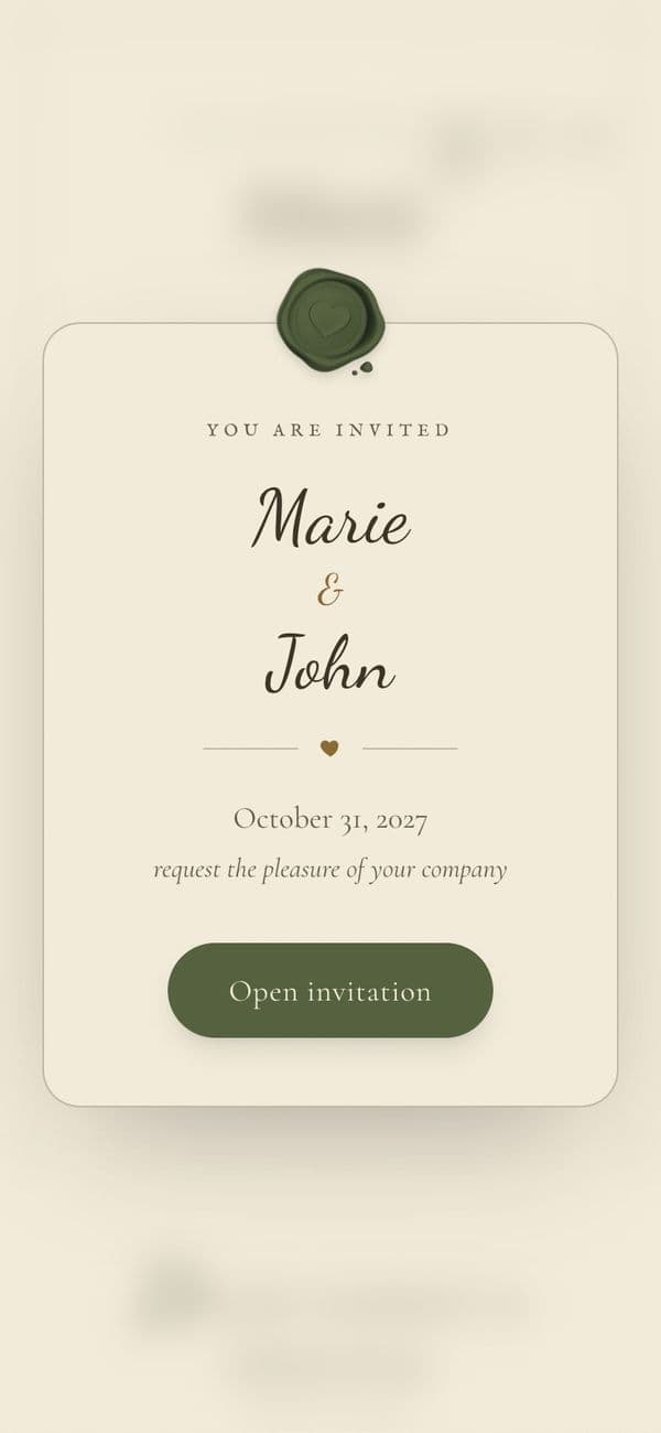 Sealed opening card of the Vintage Botanical wedding invitation